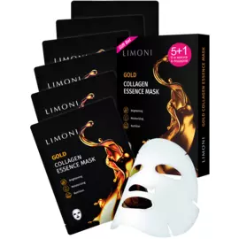 Набор масок" Маска для лица с коллоидным золотом и коллагеном", 6 шт, LIMONI