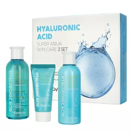 Набор средств по уходу за кожей с гиалуроновой кислотой Super Aqua, 3 средства, FarmStay