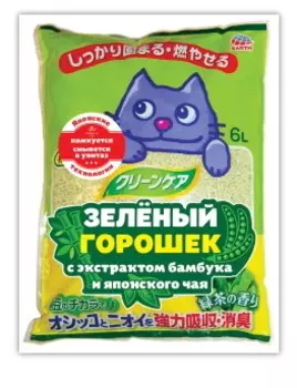 Наполнитель Зеленый горошек с экстрактом бамбука и японского чая, 6л, Japan Premium Pet