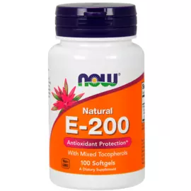 Натуральный Витамин Е-200, 100 капсул, NOW