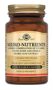 Неронутриентс для улучшения функций мозга, 30 капсул, Solgar