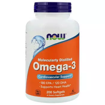 Омега-3, 1000 мг, 200 капсул, NOW