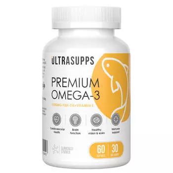 Омега-3 Премиум, 60 капсул, Ultrasupps