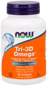 Омега Tri-3D, 90 капсул, NOW