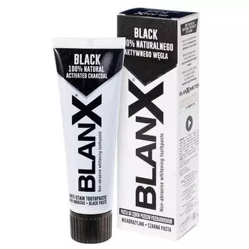 Отбеливающая зубная паста с активным древесным углем, 75 мл, Blanx