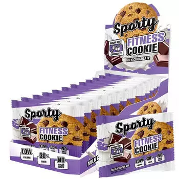 Печенье фитнес SPORTY БЕЗ САХАРА "Молочный шоколад", 12шт*40г, SPORTY