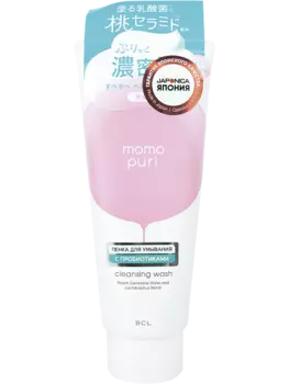 Пенка для умывания с пробиотиками, витаминами А,C,E и керамидами, Увлажение и Упругость, 150 мл, MOMO PURI