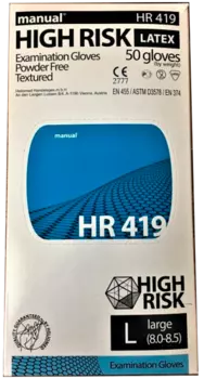 Перчатки медицинские смотровые (диагностические) нестерильные, латексные, размер L, 25 пар, High Risk