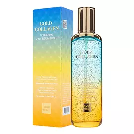 Питательный тонер-сыворотка 2 в 1 с золотом и коллагеном, 130мл, FarmStay