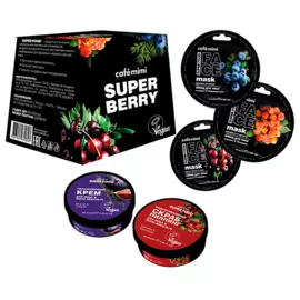 Подарочный набор "Супер ягода" (скраб, 50 мл+ крем, 50 мл+маска для лица, 3 шт), CafeMIMI