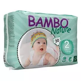 Подгузники для детей, Nature Mini 2, 3-6 кг, 30 шт, BAMBO