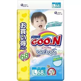 Подгузники L 9-14 кг, Jumbo, 68 шт, GOON