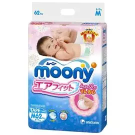 Подгузники, М 6-11 кг, 62 шт, MOONY