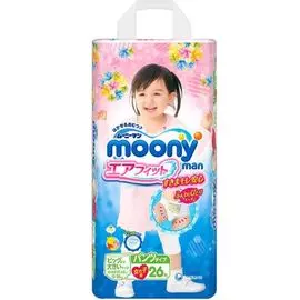 Подгузники-трусики для девочек XXL (13-25 кг), MOONYMAN, 26 шт, Moony