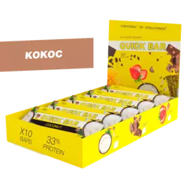 Протеиновые батончики QUICK BAR, Кокос, 60гр*10шт, STEELPOWER