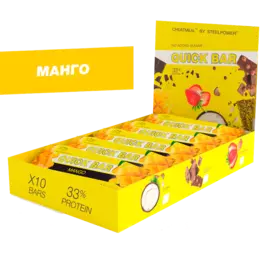 Протеиновые батончики QUICK BAR, Манго, 60гр*10шт, STEELPOWER