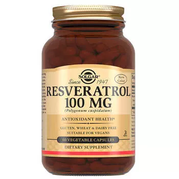 Ресвератрол, 100 мг, 60 капсул, Solgar