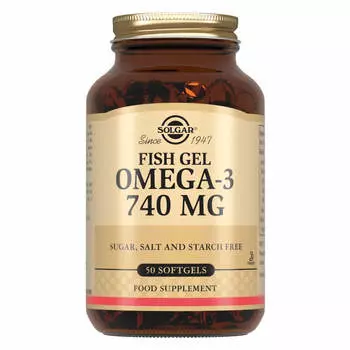 Рыбий жир Омега-3, 740 мг, 50 капсул, Solgar