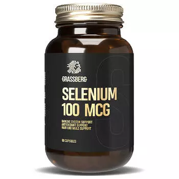 Селен, 100 мкг, 60 капсул, GRASSBERG