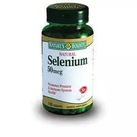 Селен (натуральный) 50 мкг, 100 таблеток, Nature's Bounty