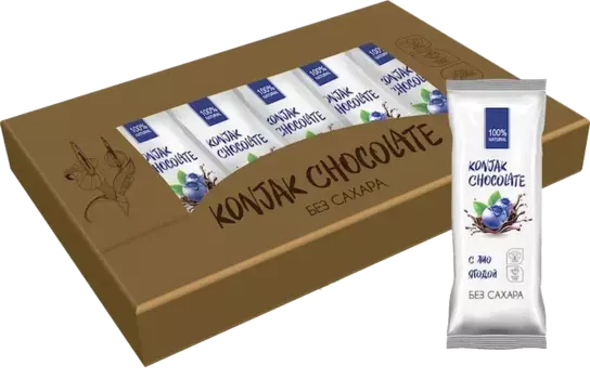 Шоколад без сахара KONJAK CHOCOLATE Черничный, 30г*10 шт, Shirataki