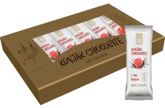 Шоколад без сахара KONJAK CHOCOLATE Малиновый, 30г*10 шт, Shirataki