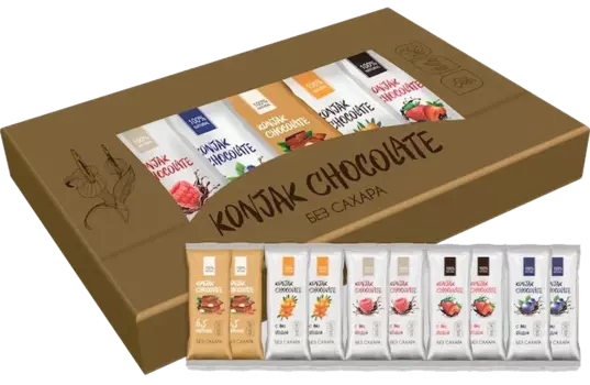 Шоколад без сахара KONJAK CHOCOLATE НАБОР, 30г*10 шт, Shirataki