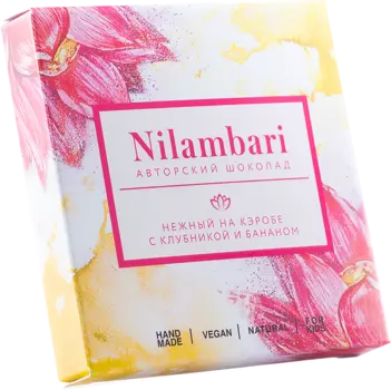 Шоколад нежный "Кэроб с клубникой и бананом", 65 г, Nilambari