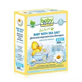 Соль морская для ванн с ромашкой, 2 фильтр-пакета, 500 гр, BABYLINE NATURE