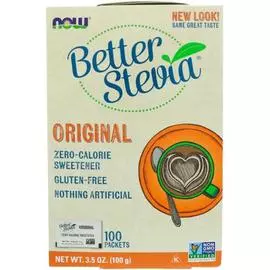 Стевия (порошок), 100 пакетиков, NOW
