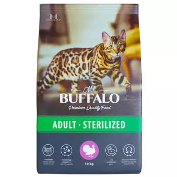 Сухой корм для кошек, индейка, 10 кг, MR.BUFFALO STERILIZED
