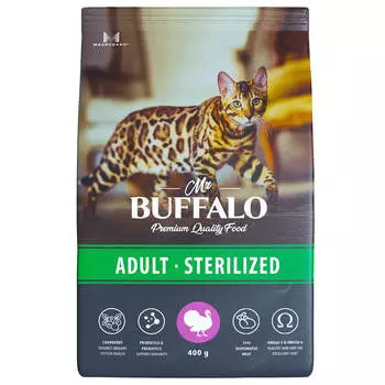Сухой корм для кошек, индейка, 400 г, MR.BUFFALO STERILIZED
