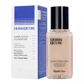 Суперактивный тональный крем с лифтинг-эффектом и фитостволовыми клетками морского укропа №21, Натуральный бежевый, SPF30+/PA++, 50 мл, FarmStay