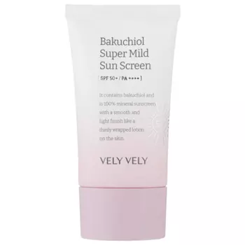 Супермягкий солнцезащитный крем с бакучиолом для чувствительной кожи Bakuchiol Super Mild Sunscreen 50 мл, Vely Vely