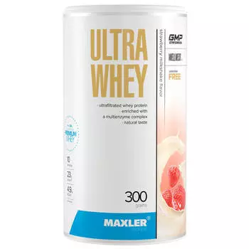 Сывороточный протеин Ultra Whey, вкус Клубничный милкшейк, 300 г, MAXLER