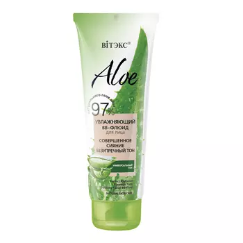 Увлажняющий ВВ-флюид для лица Совершенное сияние, Безупречный тон, 97% Aloe, 50 мл, Витэкс