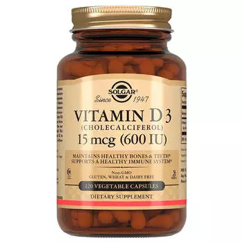 Витамин D3 600 МЕ, 120 капсул по 240 мг, Solgar