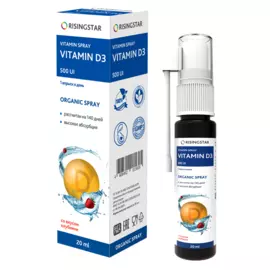 Витамин Д3 спрей, 500 МЕ, со вкусом клубники, 20 мл, Risingstar