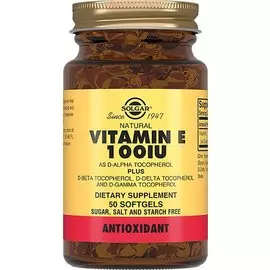 Витамин E 67 мг, 50 капсул, Solgar