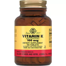 Витамин К, 100 мкг, 100 таблеток, Solgar
