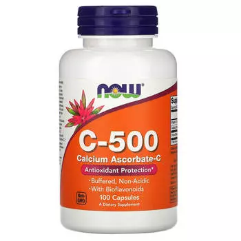 Витамин С-500, 100 капсул, NOW, годен до 01.2026