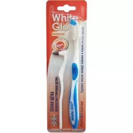 Зубная щетка "Flosser" отбеливающая + ластик для удаления налета, White Glo