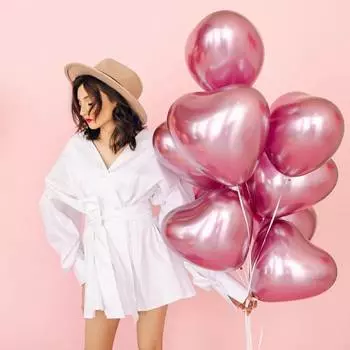 Букет из 9 латексных хромированных сердец с гелием