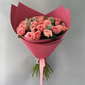 Букет из пионовидных роз "Розовый рассвет"