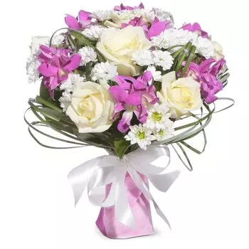 Цветочная фантазия: Розы и орхидея дендробиум