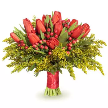 Моей любимой: Тюльпаны и гиперикум