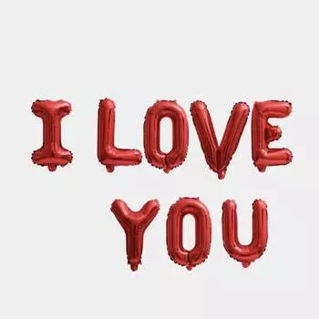 Надпись "I LOVE YOU" из воздушных фольгированных шаров, 1 шт