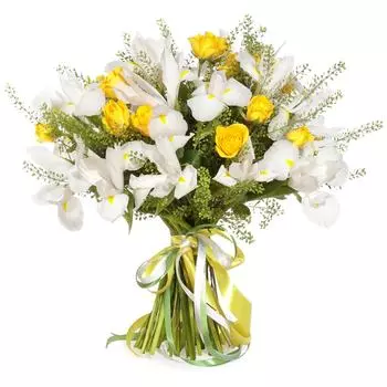 Нежные ирисы: Белые ирисы и розы