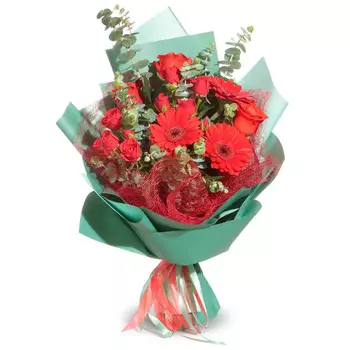 Рубин и изумруд: Герберы и розы