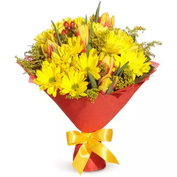 Золотое сердце: Тюльпаны и хризантемы